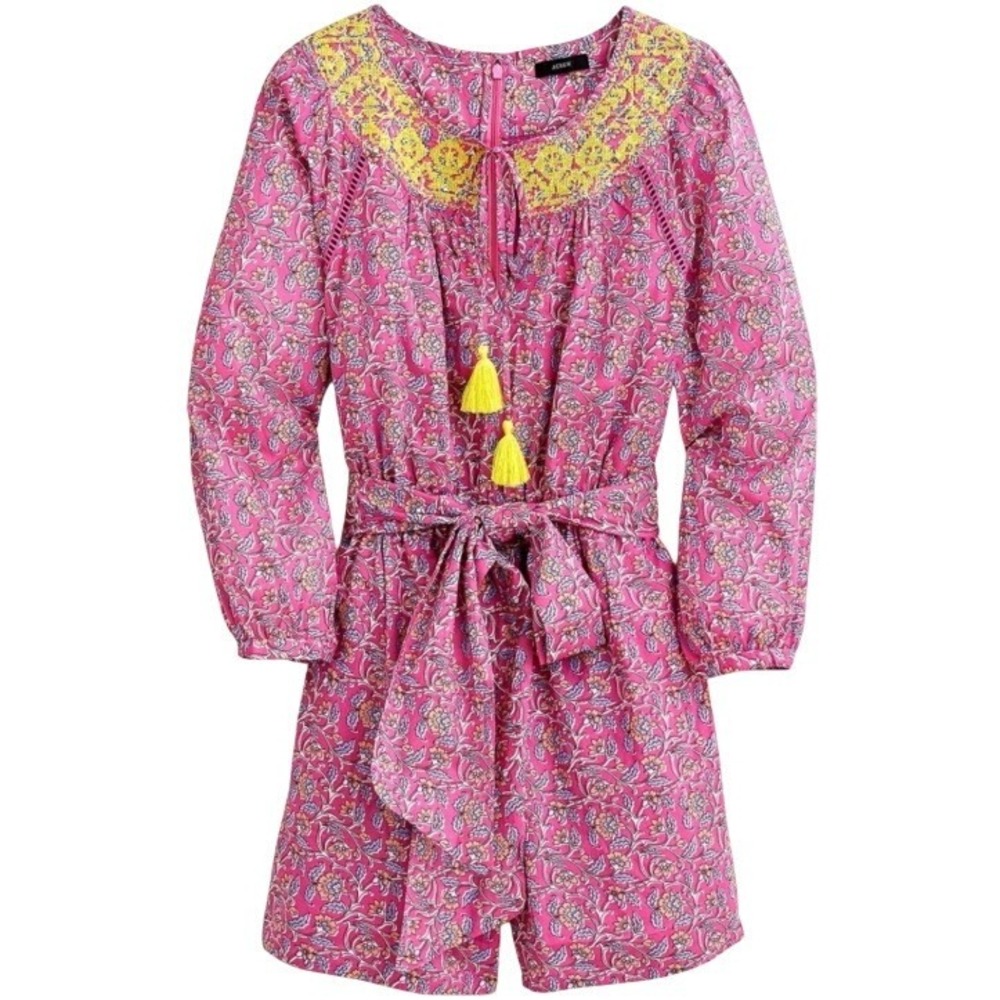 J. Crew Womens 6 Embroidered Vine‎ Print Belted Shorts Romper NWT